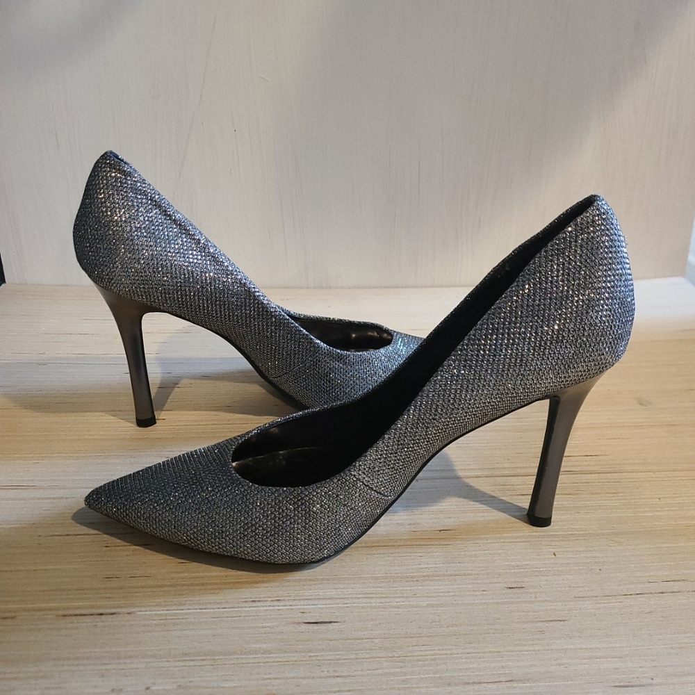 Guess Sparkly Silver Heels Pumps